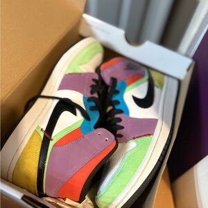 Nike Kids Sneakers in Purple, Green, and Black